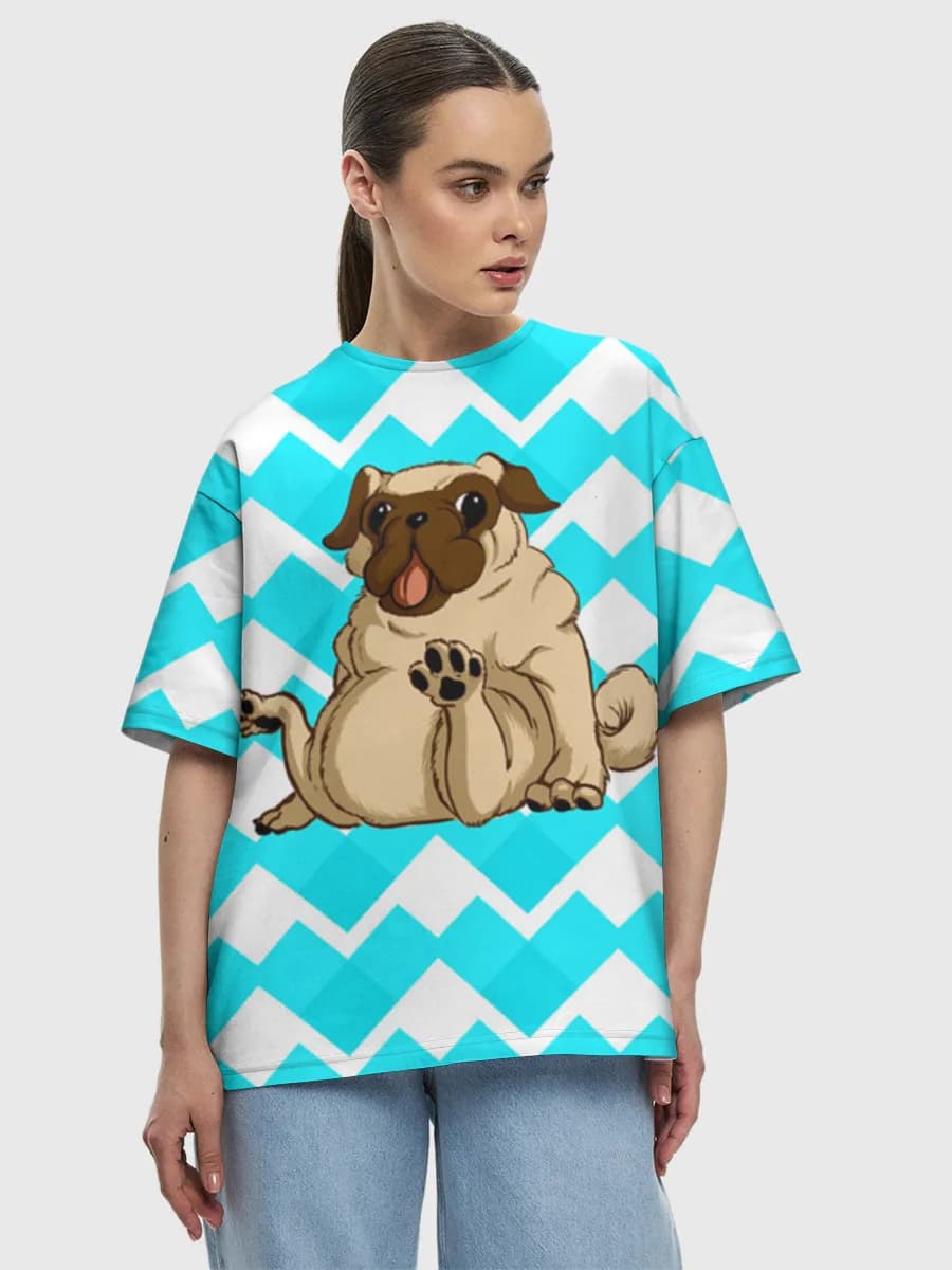Cute Pug On Chevron