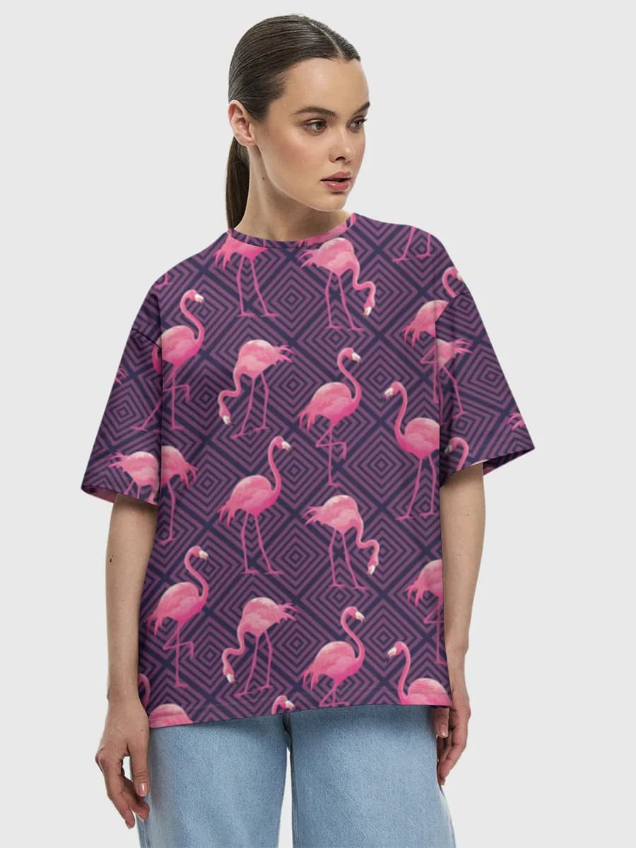 Pink Flamingo Geometric Print