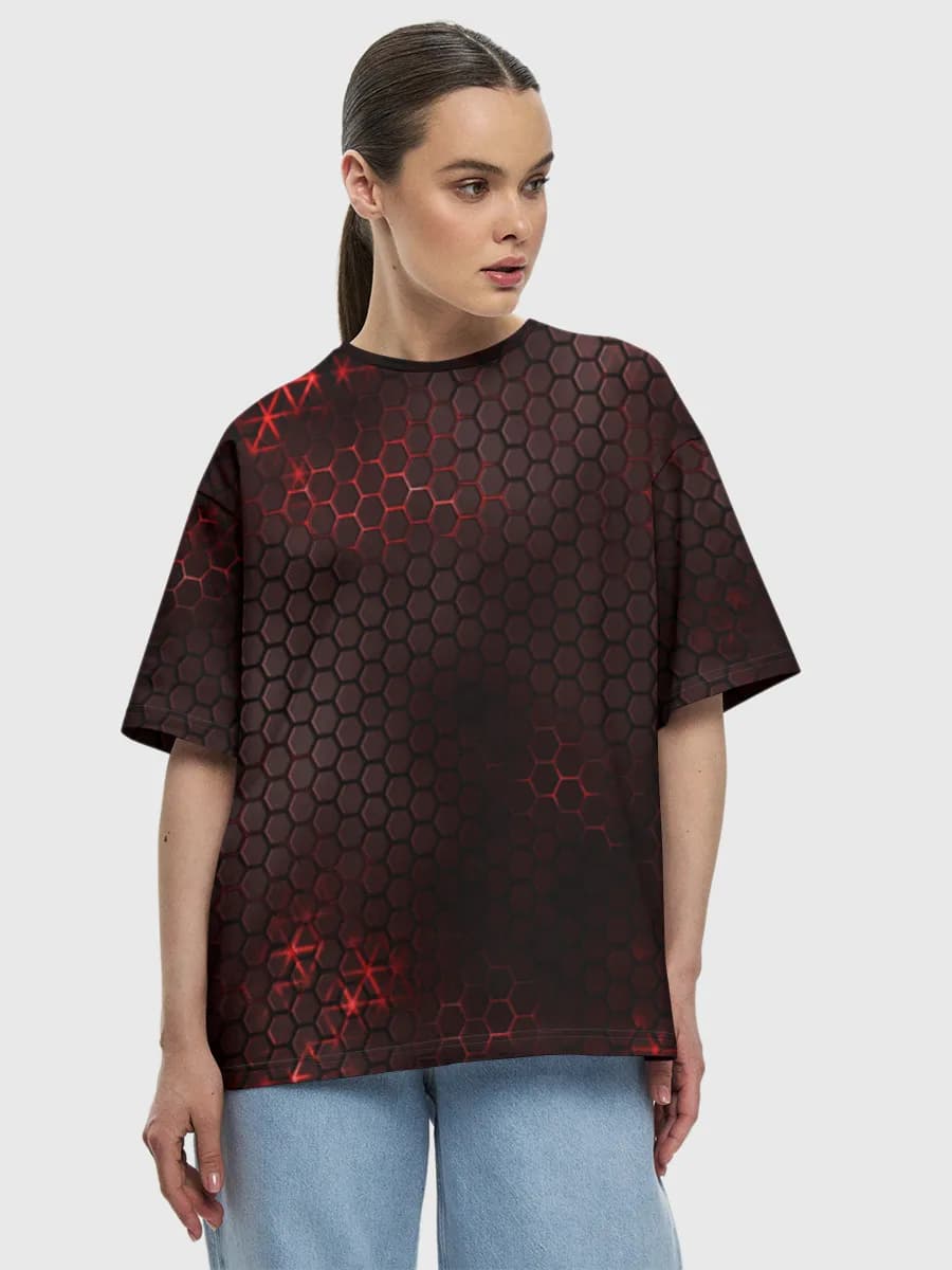 Red Neon Hex Grid