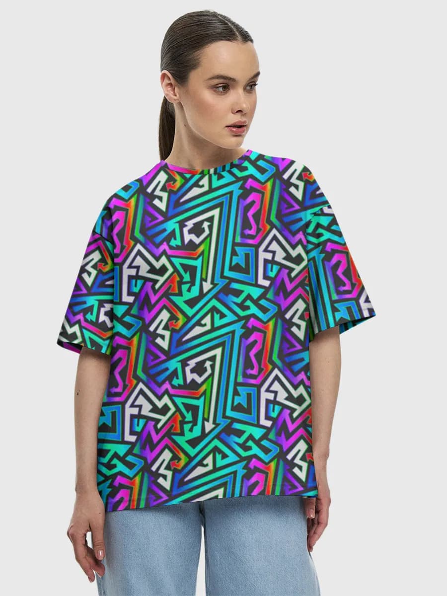 Neon Geometric Zigzag Maze