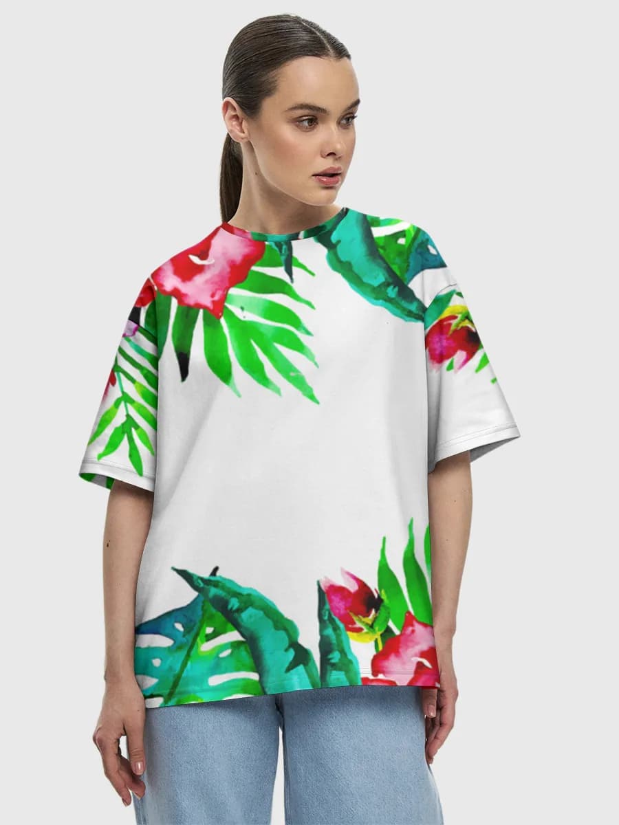 Watercolor Tropical Floral Border