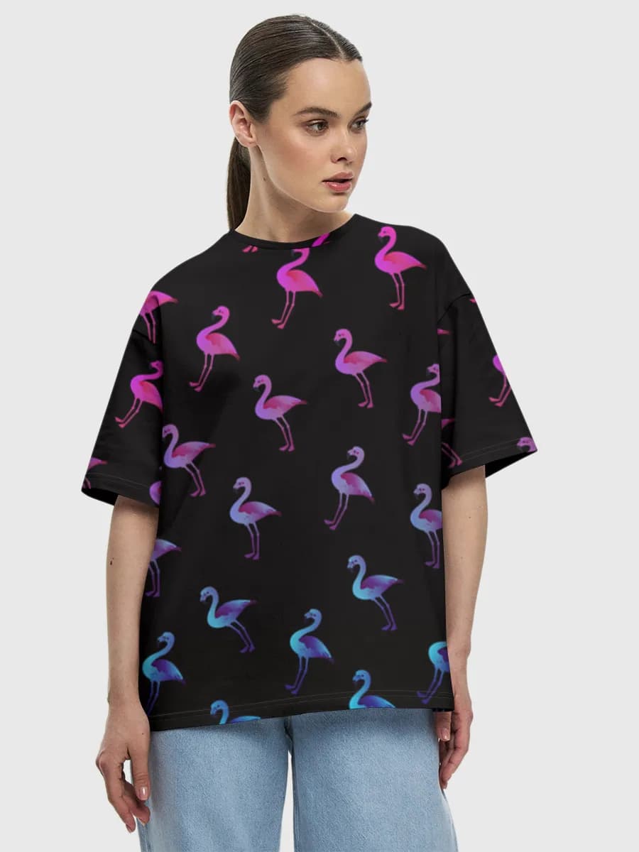 Neon Flamingos On Black