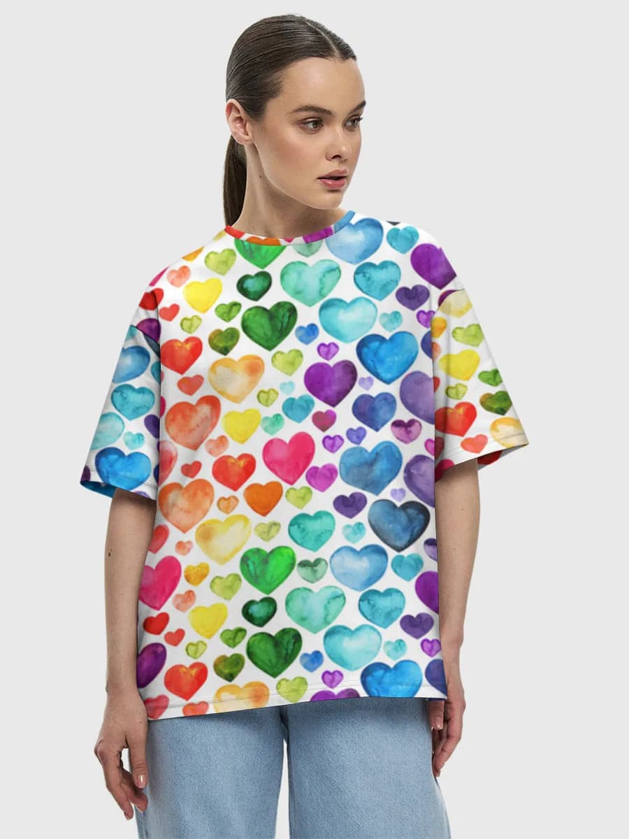 Watercolor Rainbow Hearts