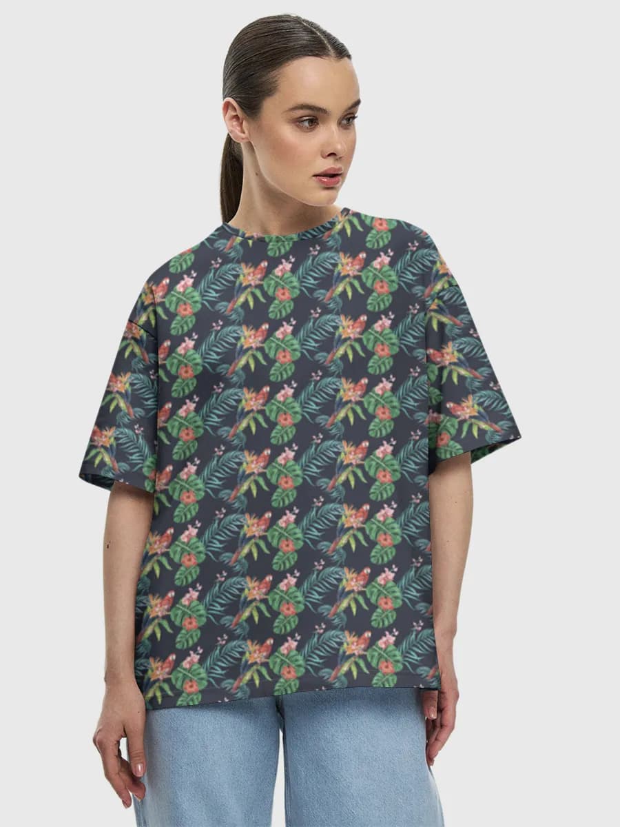 Tropical Parrots And Hibiscus