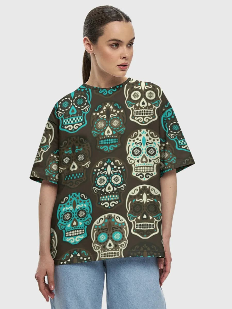 Turquoise Sugar Skull Art