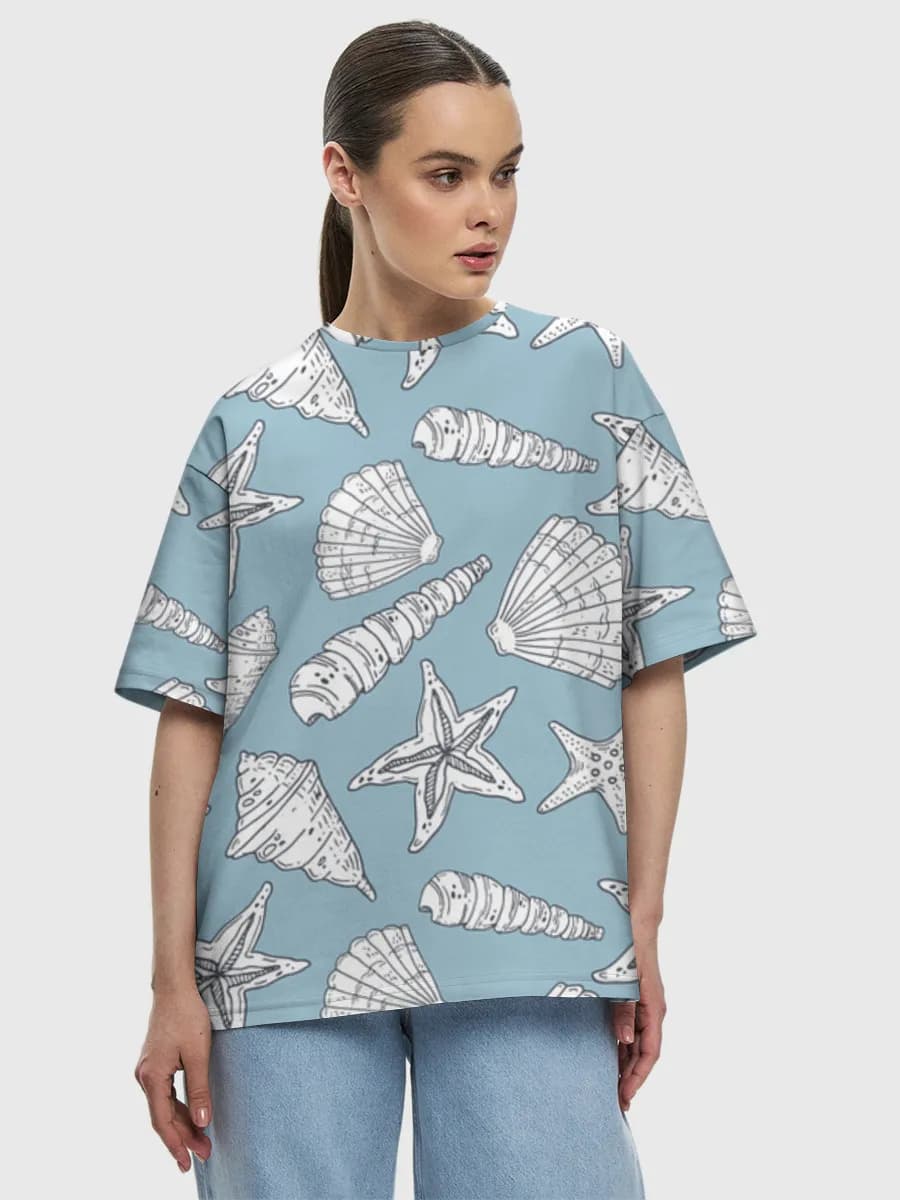 Seashells And Starfish — Women's oversized cotton T-shirt