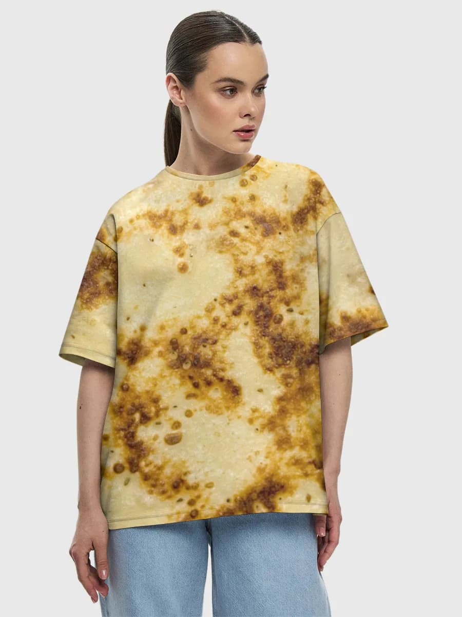 Golden Pancake Surface — Women's oversized cotton T-shirt