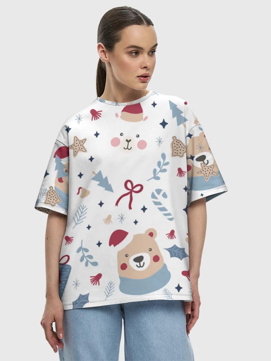 Cute Christmas Critters — Women's oversized cotton T-shirt