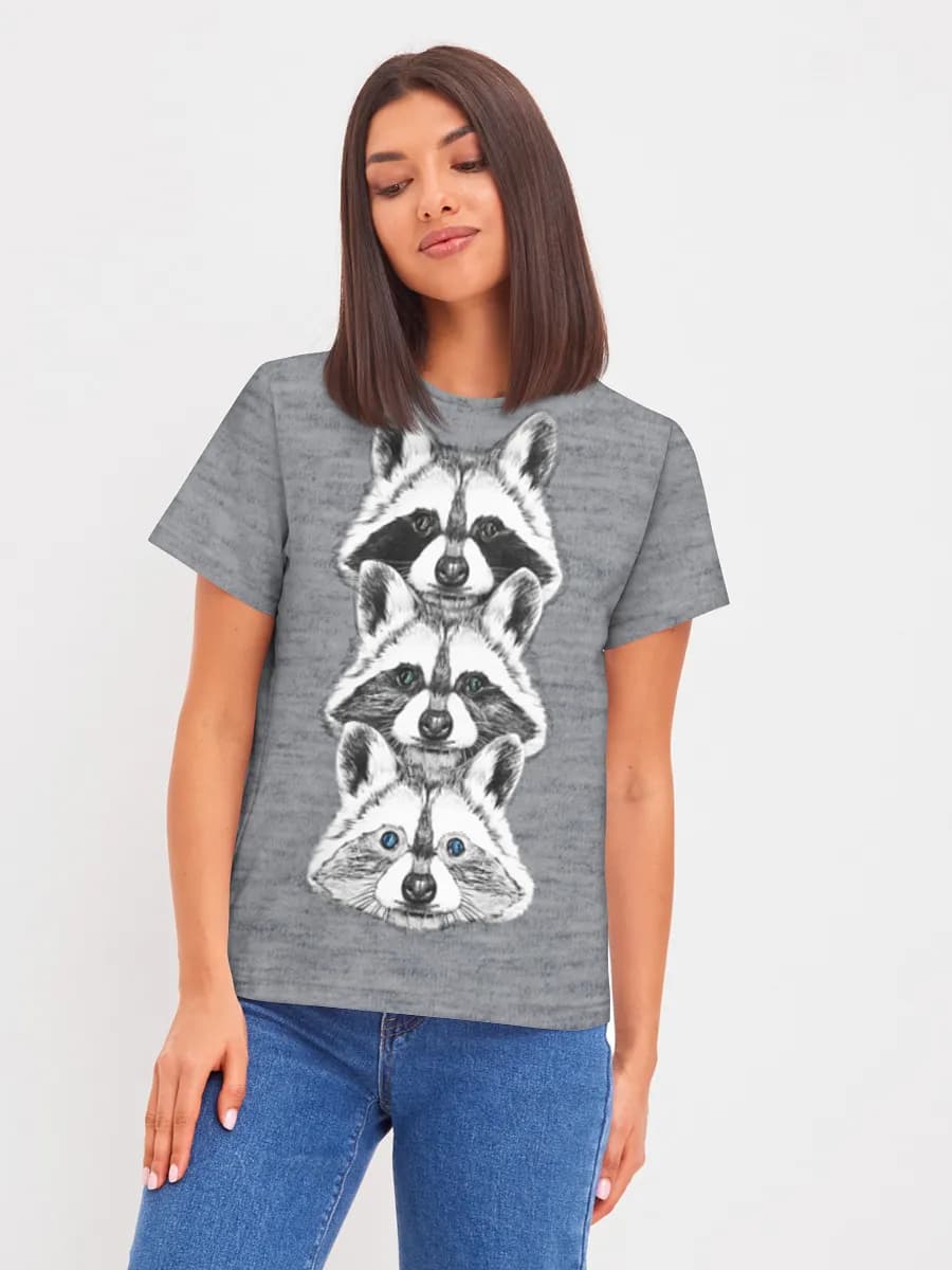 Stacked Raccoon Trio