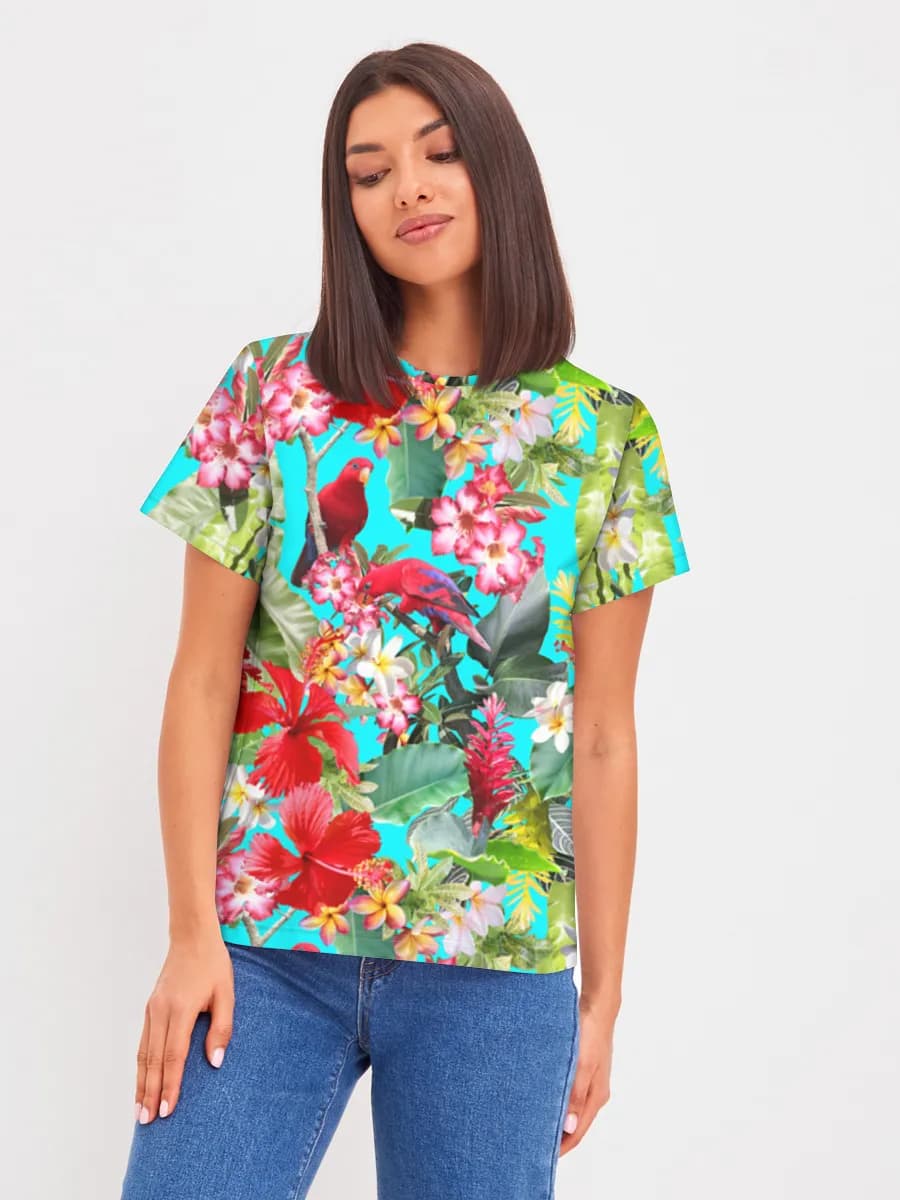 Tropical Parrots And Hibiscus