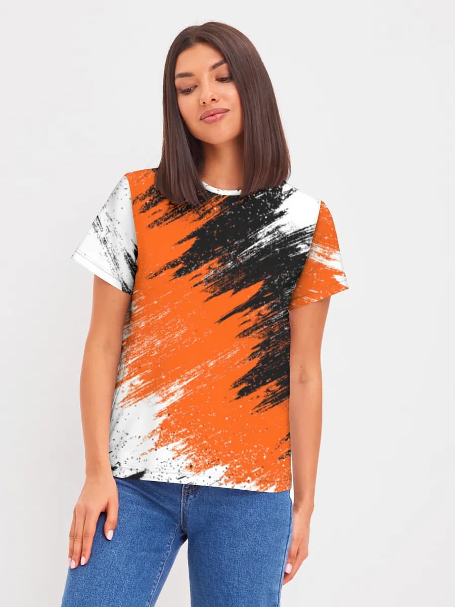 Orange Black Brushstroke Abstract