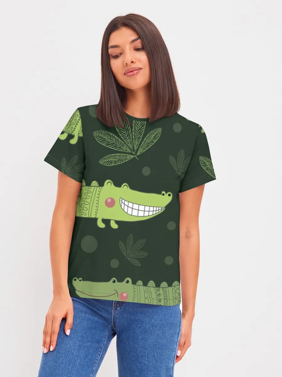 Cute Crocodiles And Leaves