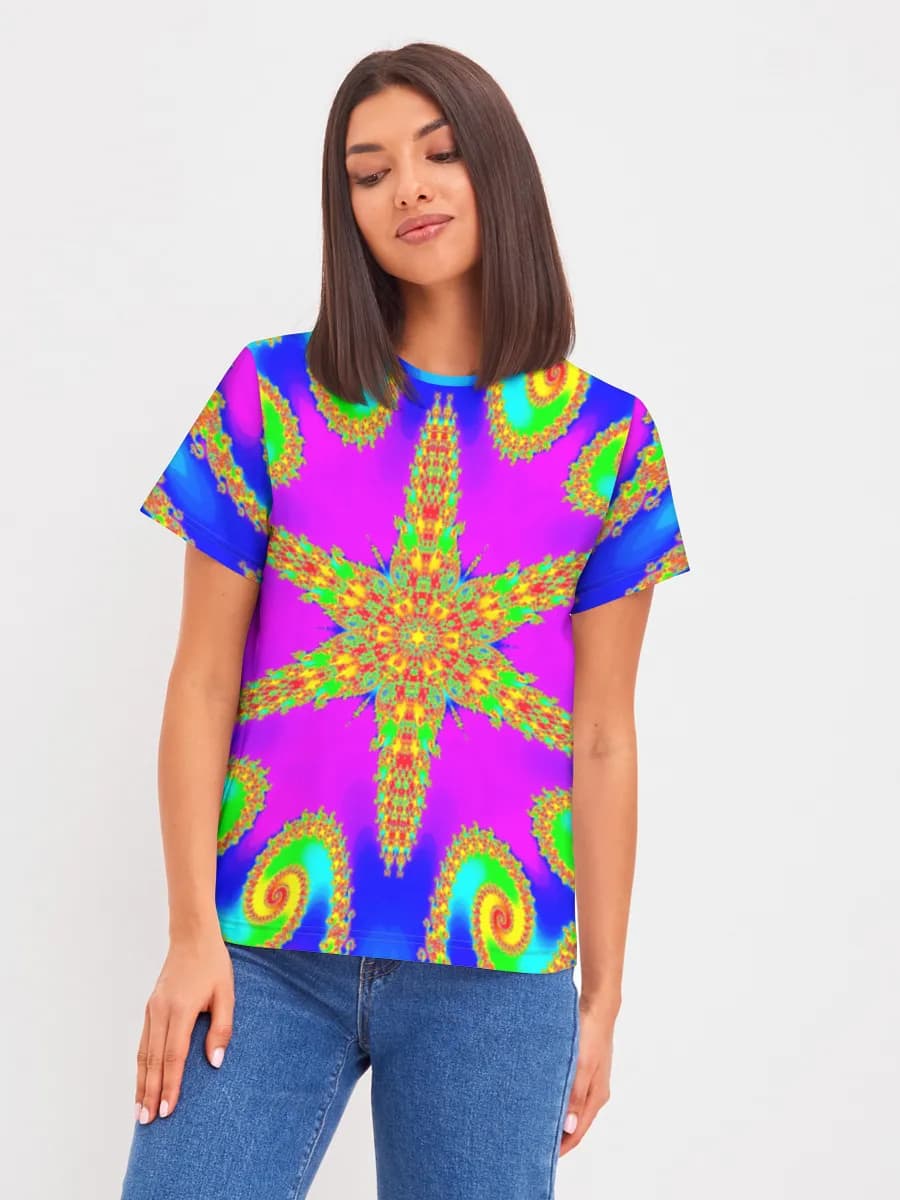 Neon Fractal Mandala Burst