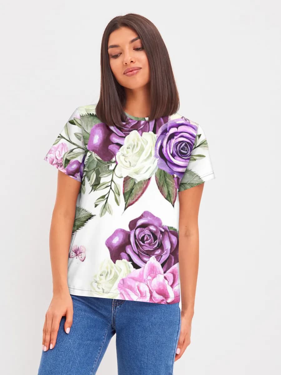 Watercolor Purple Rose Bouquet
