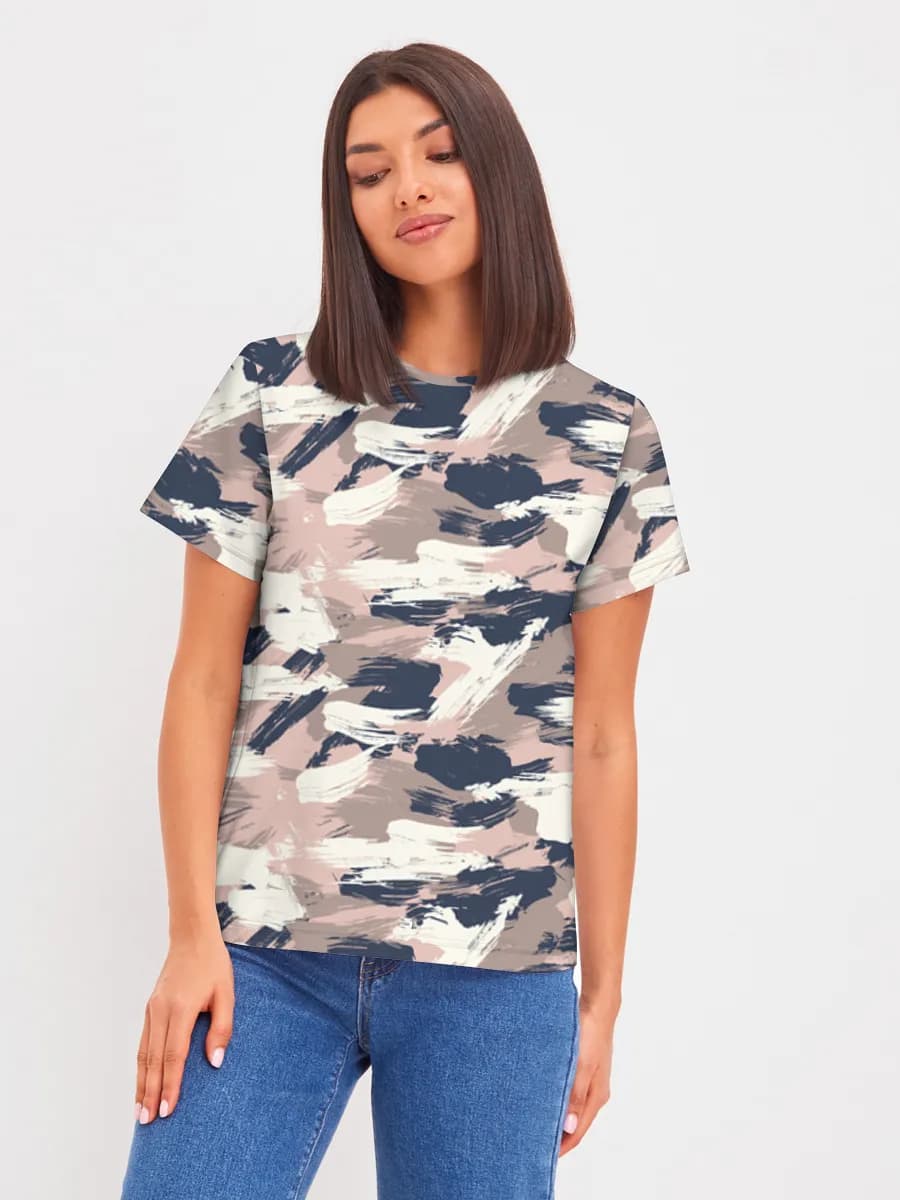 Abstract Brushstroke Camo — Women's basic cotton T-shirt