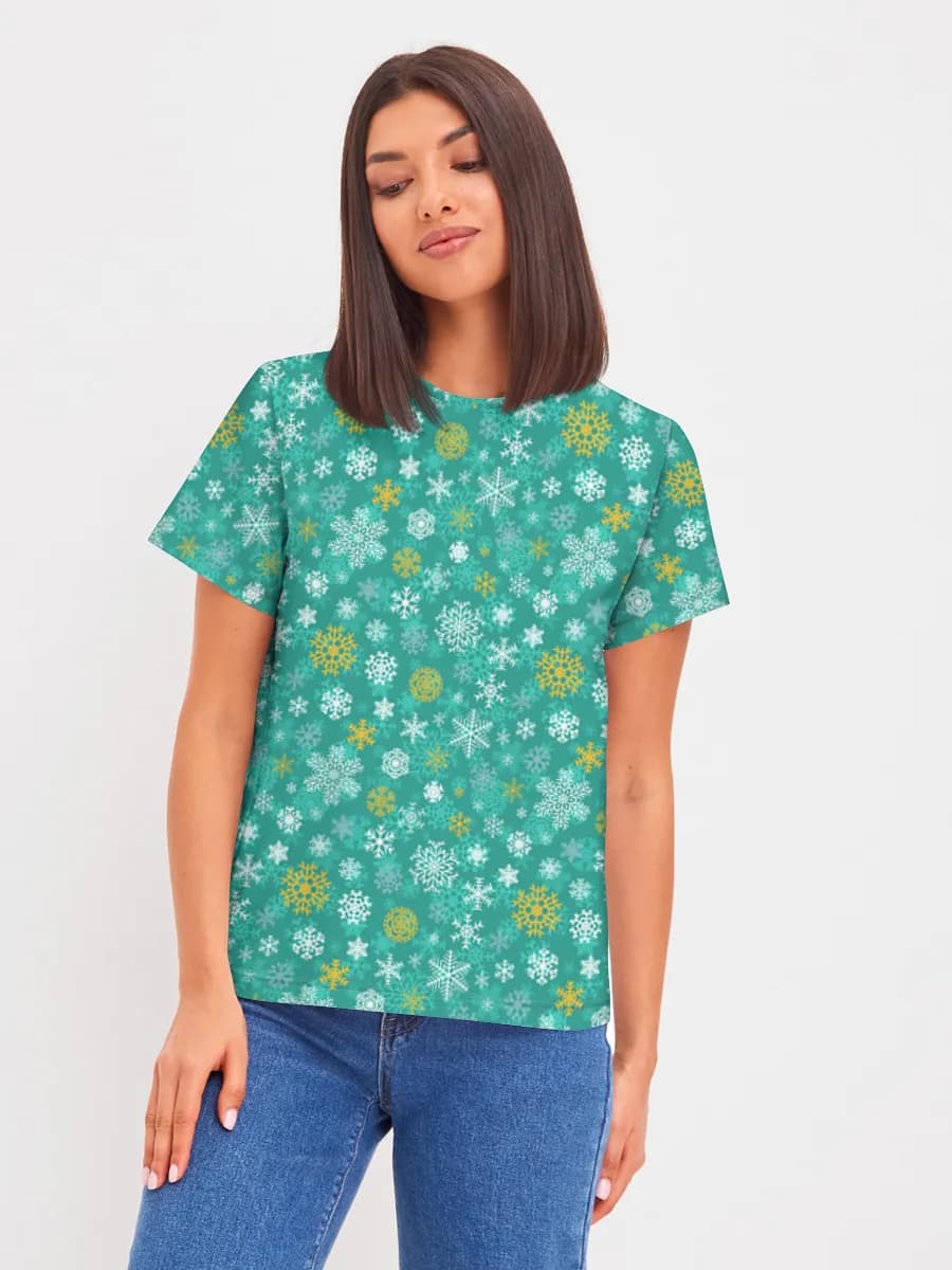 Teal Winter Snowflakes