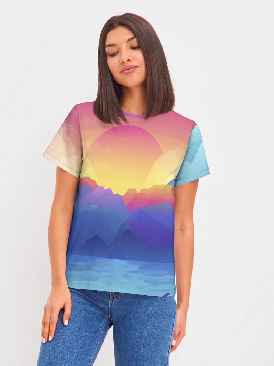 Neon Mountain Sunset