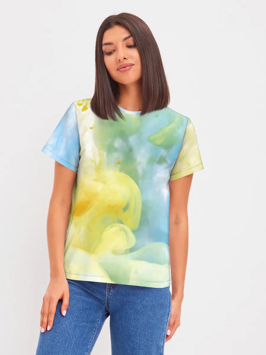 Pastel Ink Clouds — Women's basic cotton T-shirt