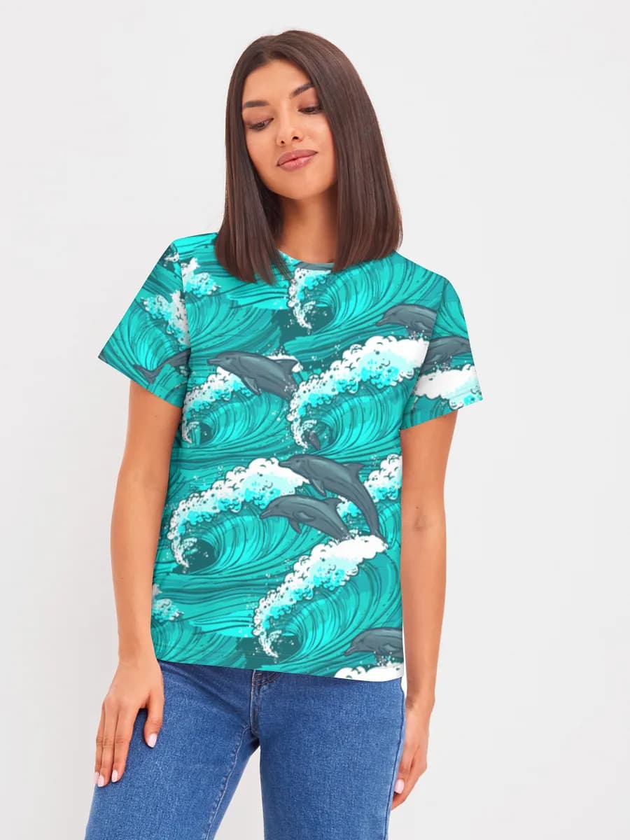 Dolphins In Ocean Waves