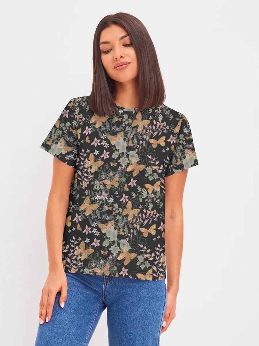 Butterflies In Dark Florals