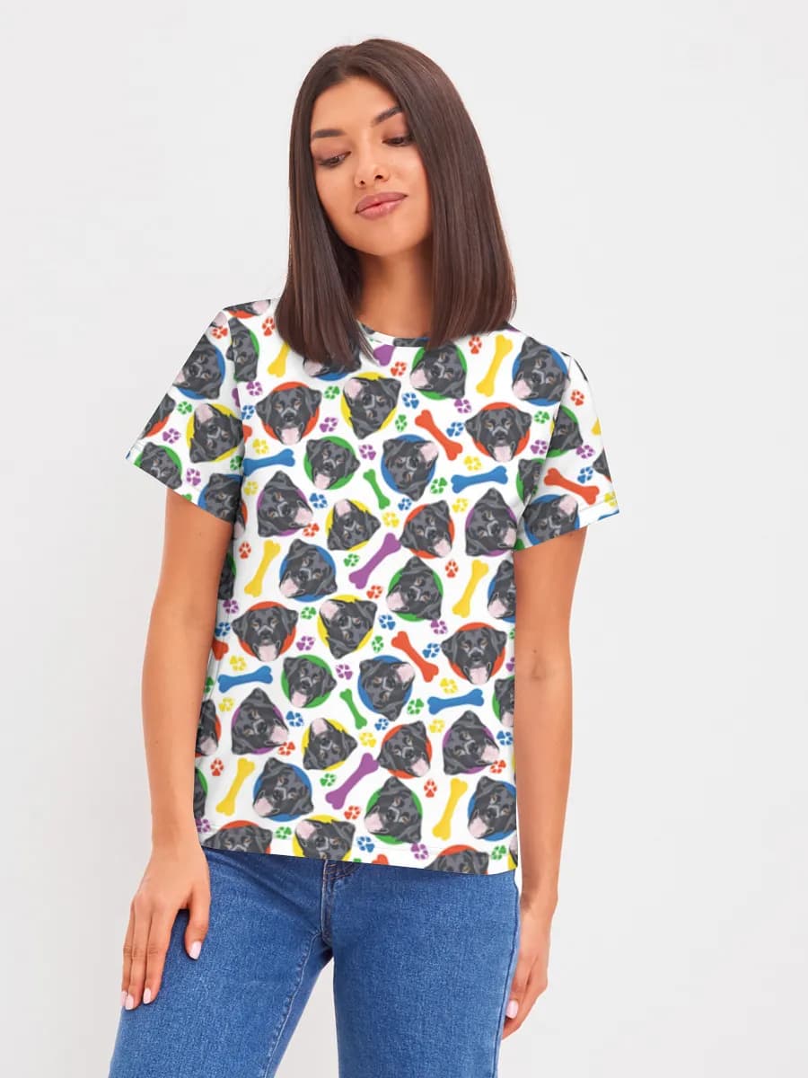 Colorful Dog Paws And Bones