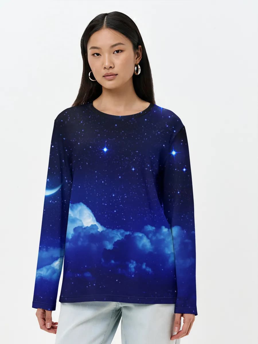 Crescent Moon Starry Sky