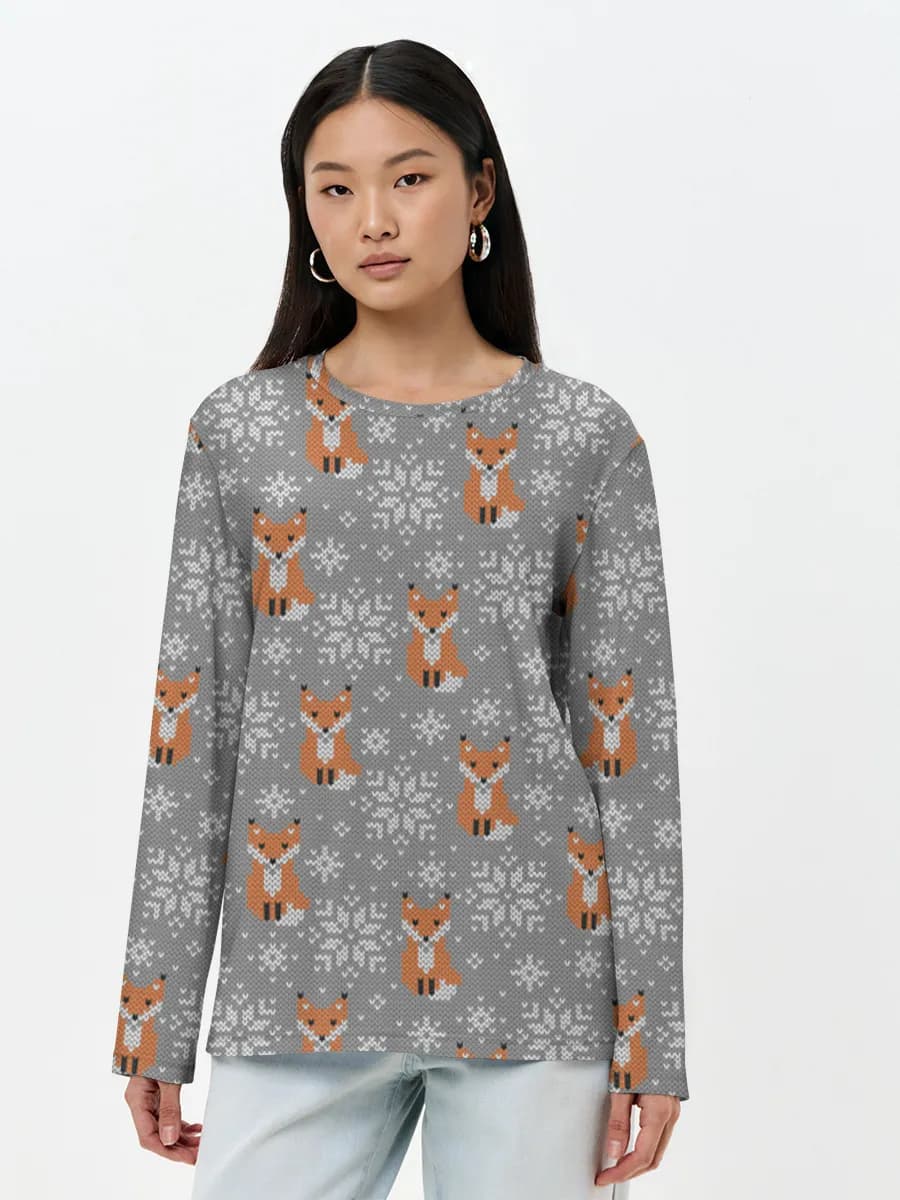 Cute Fox Knit Print