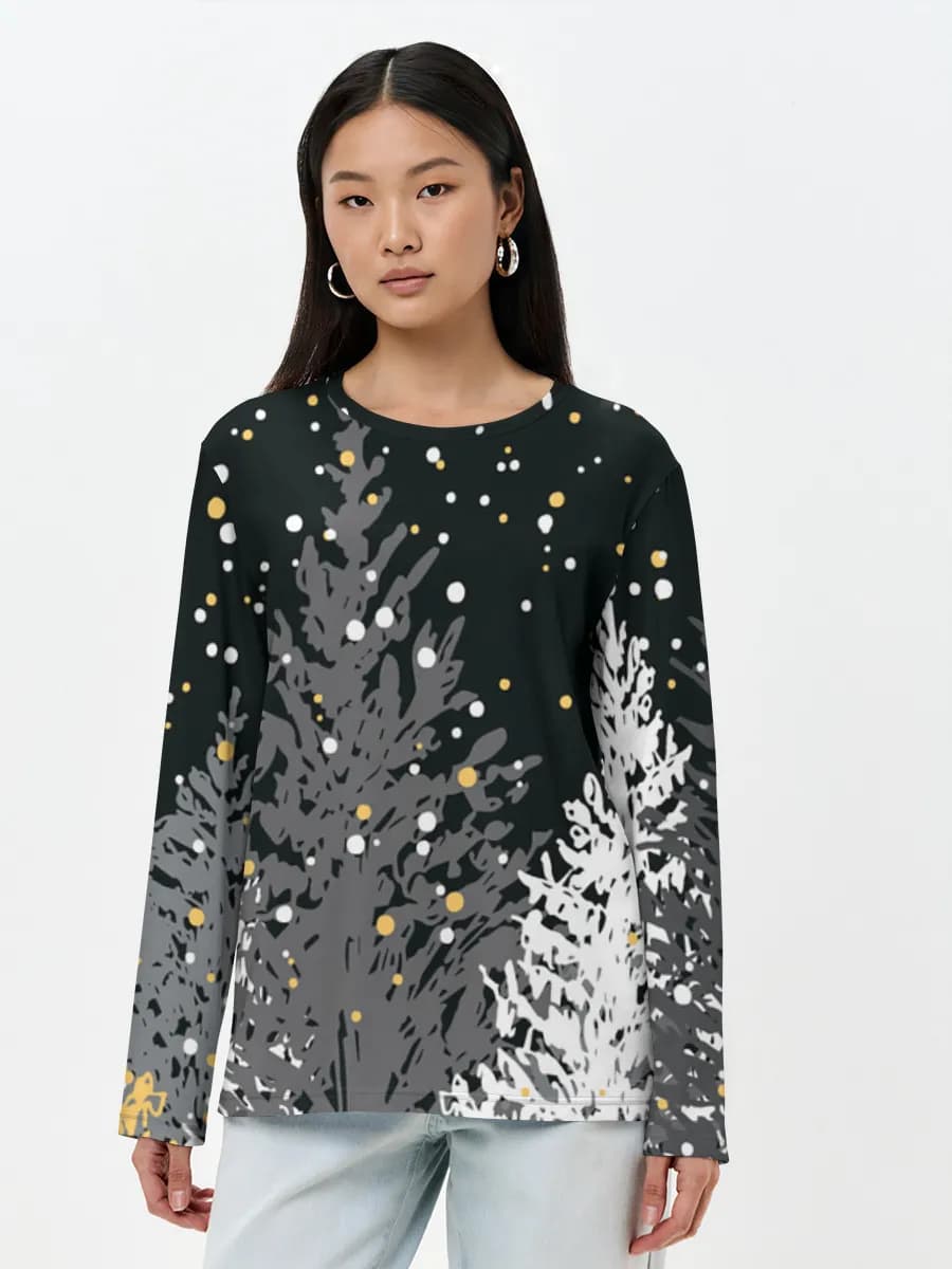 Snowy Pine Forest Night