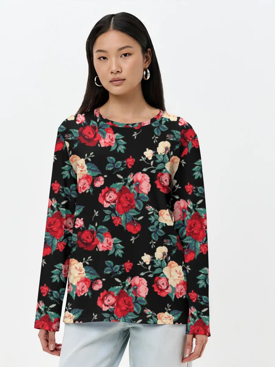 Vintage Roses On Black