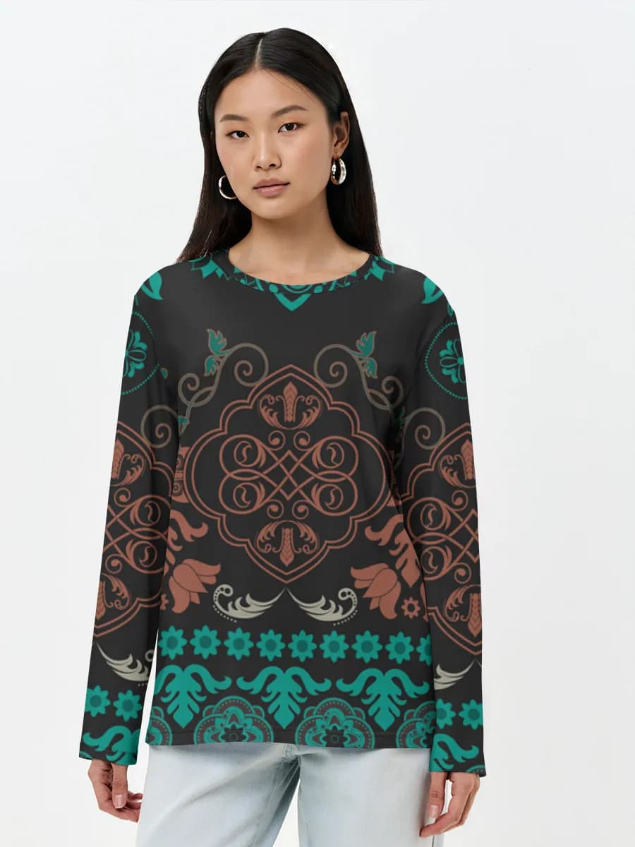 Teal Copper Damask