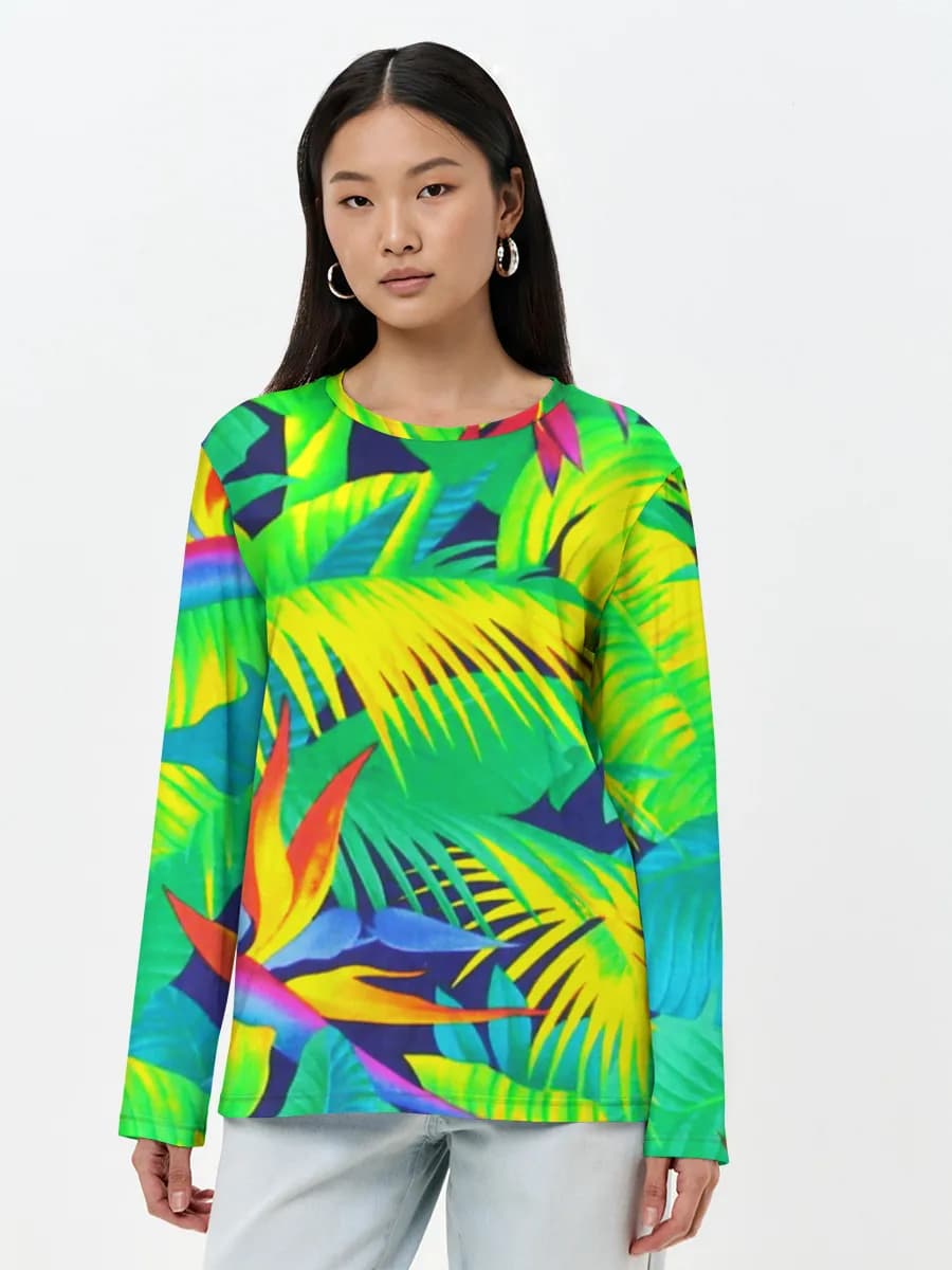 Neon Tropical Jungle Leaves