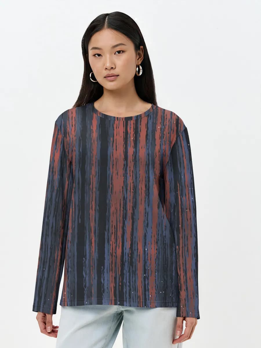 Grunge Vertical Brushstrokes — Women's long sleeve shirt. Cotton