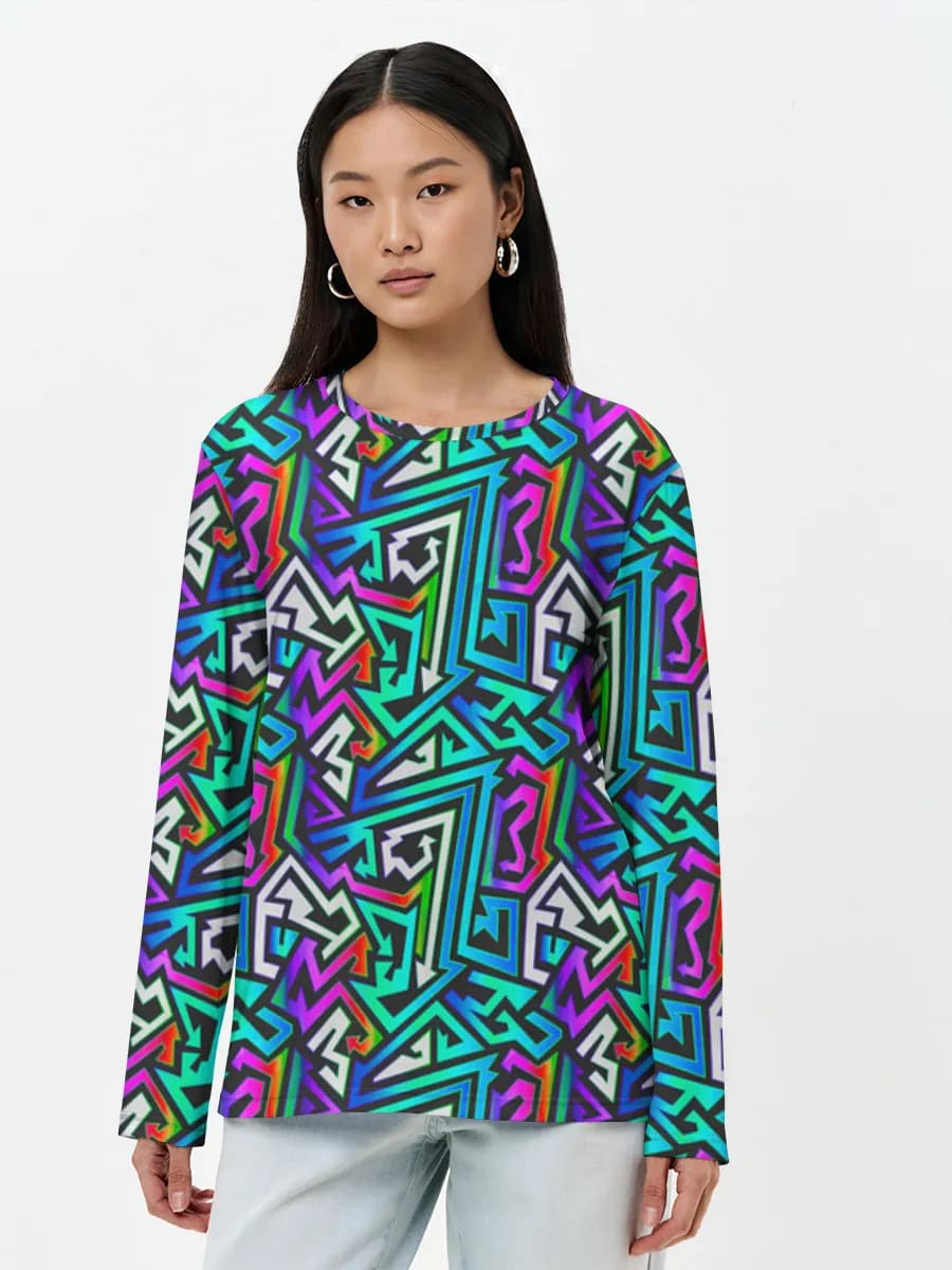 Neon Geometric Zigzag Maze