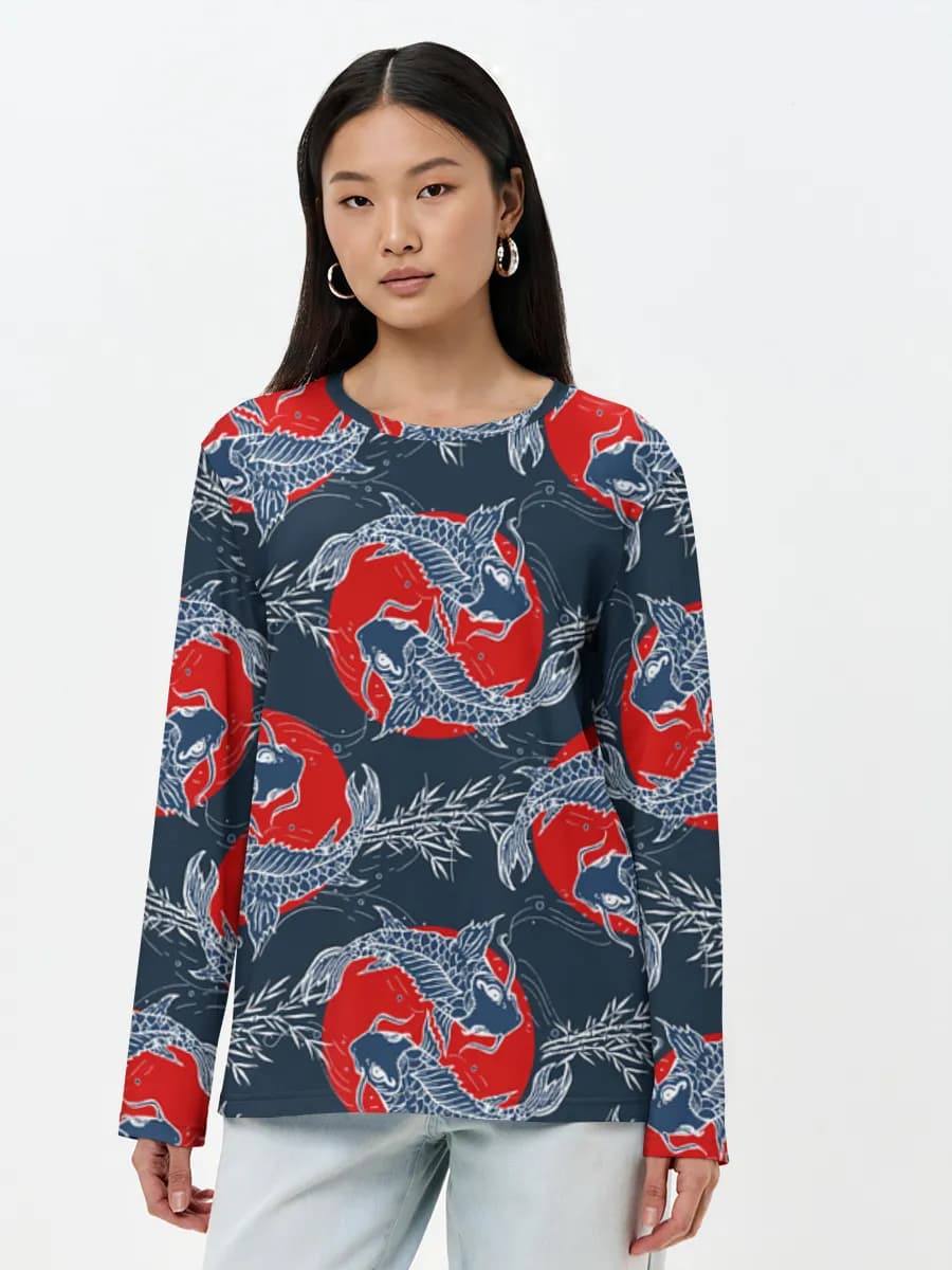 Koi Fish Rising Sun