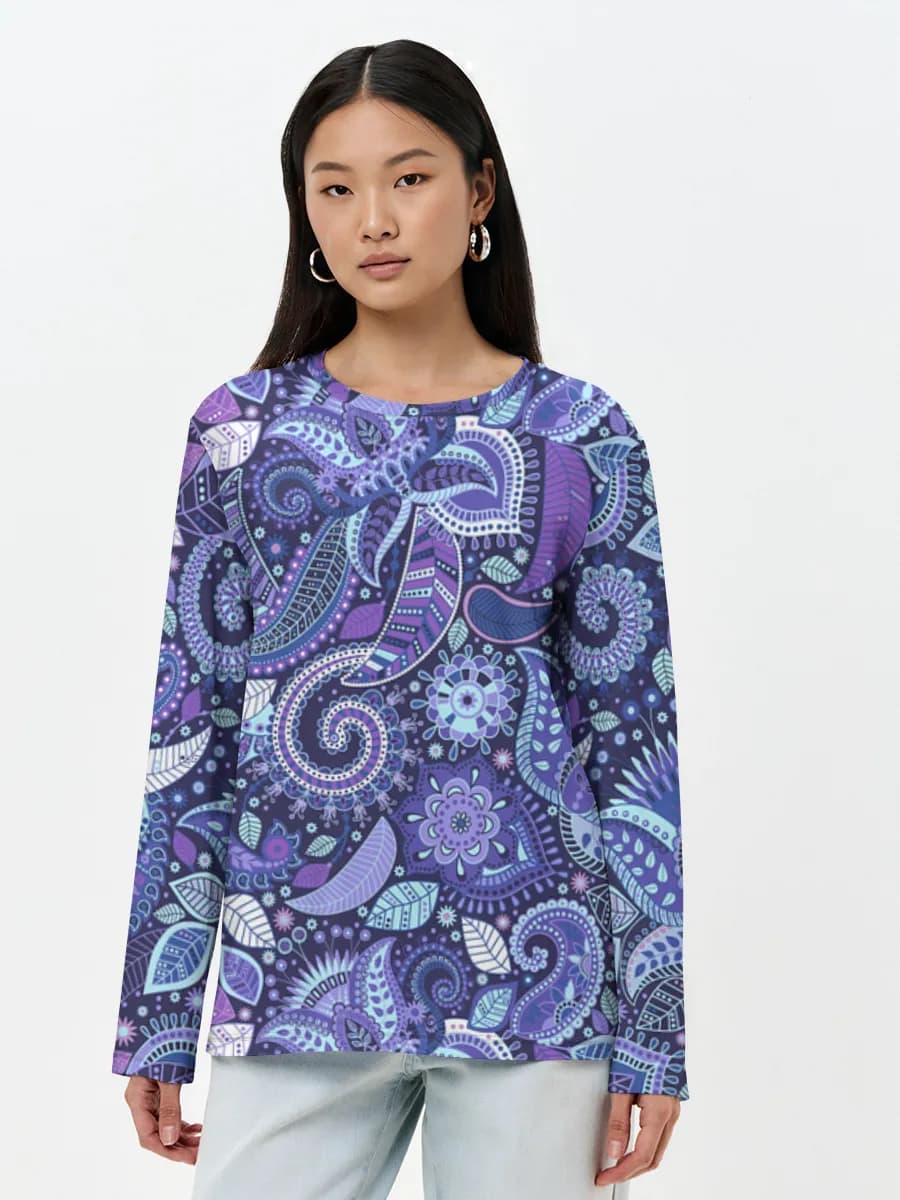 Purple Blue Paisley Floral