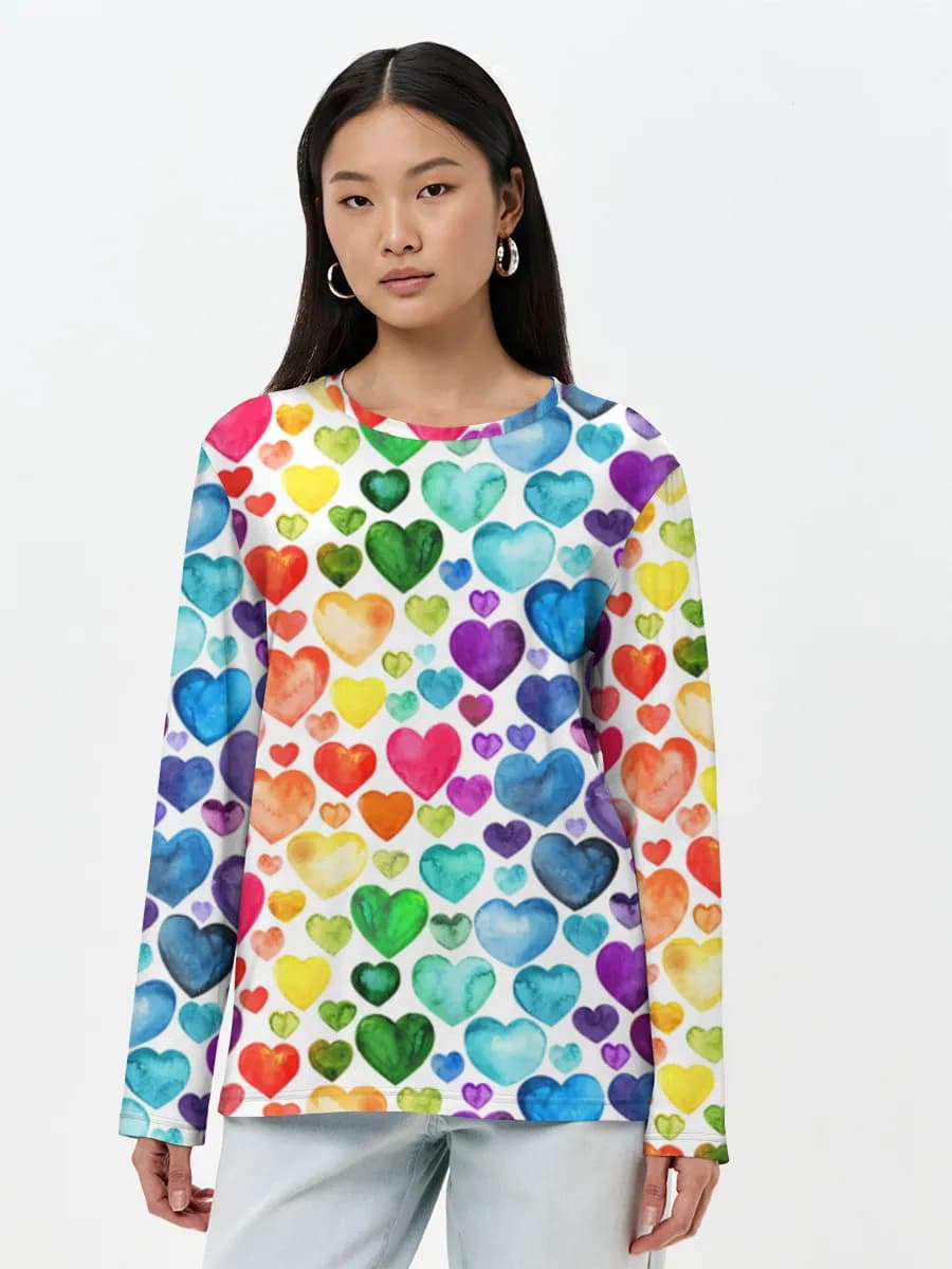 Watercolor Rainbow Hearts