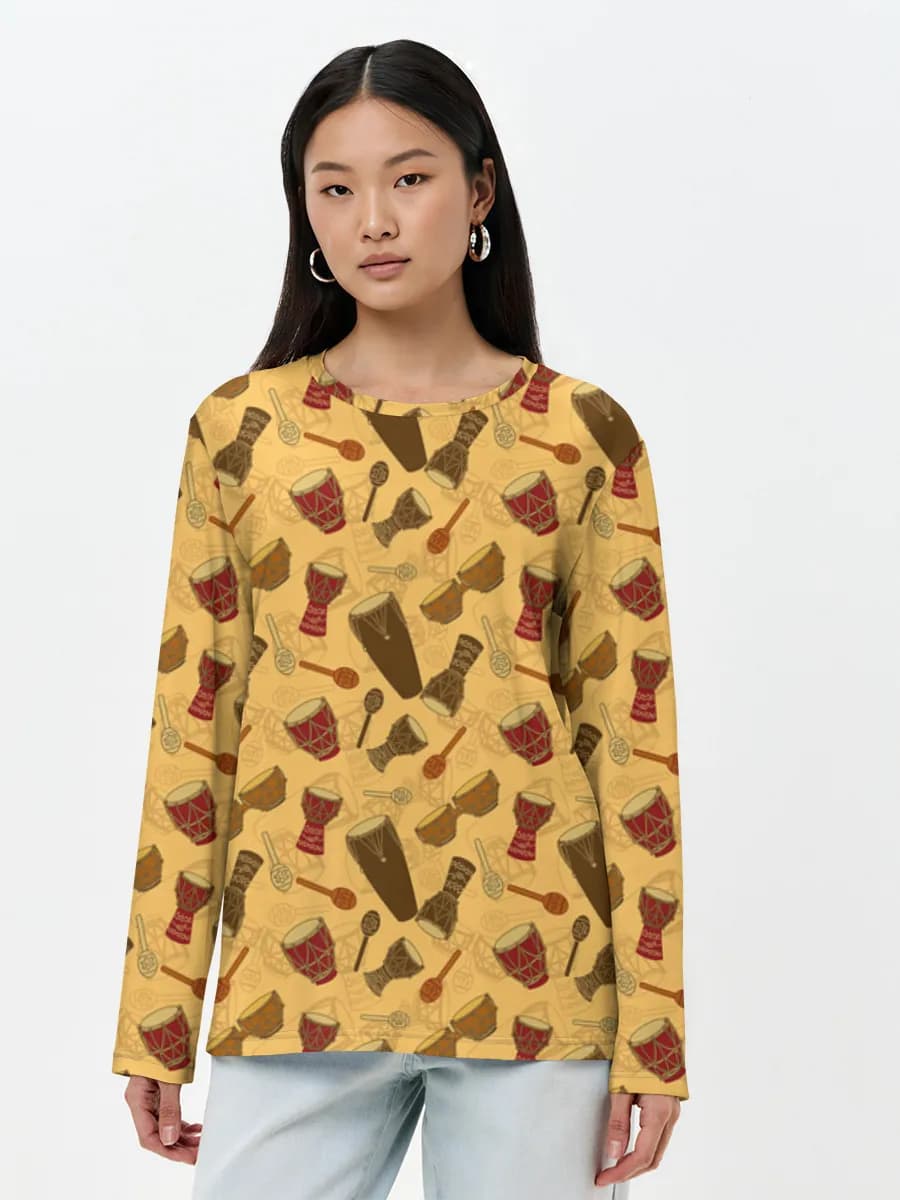 Colorful Percussion Instruments — Women's long sleeve shirt. Cotton