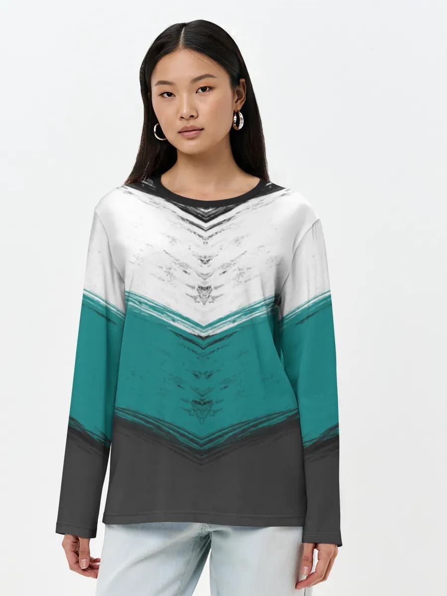 Teal Grunge Chevron V