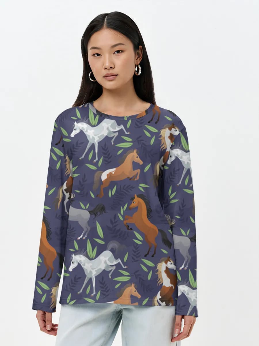 Prancing Horses And Leaves