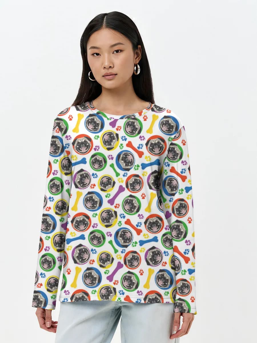 Colorful Pug Paw Prints