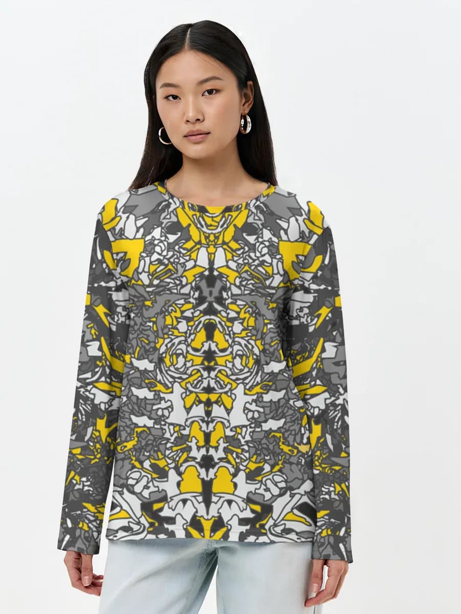 Yellow Gray Inkblot Abstract