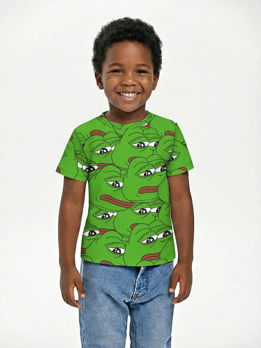Sad Frog Meme Collage — Children's cotton T-shirt (for boys. Copy)