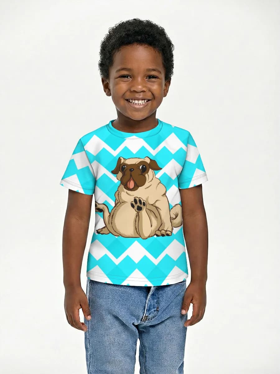 Cute Pug On Chevron
