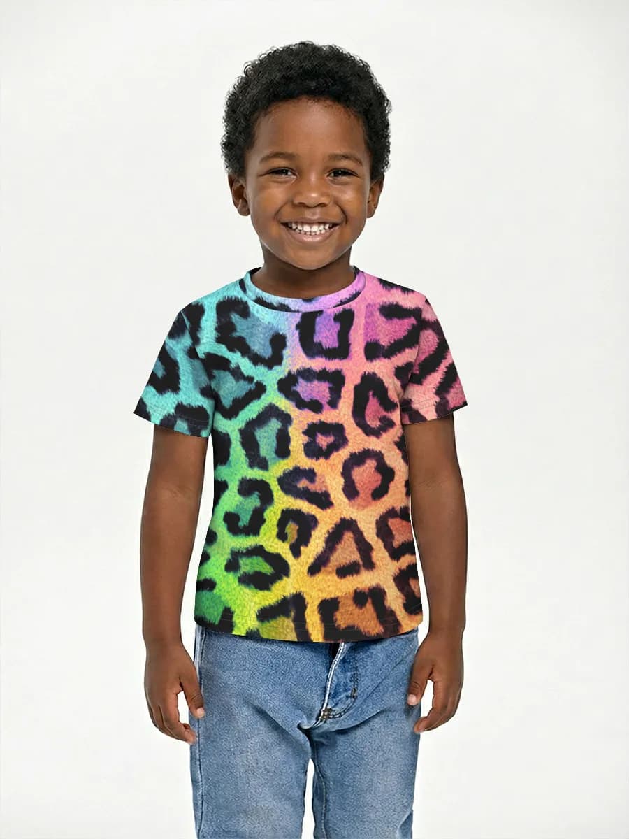 Rainbow Leopard Print — Children's cotton T-shirt (for boys. Copy)