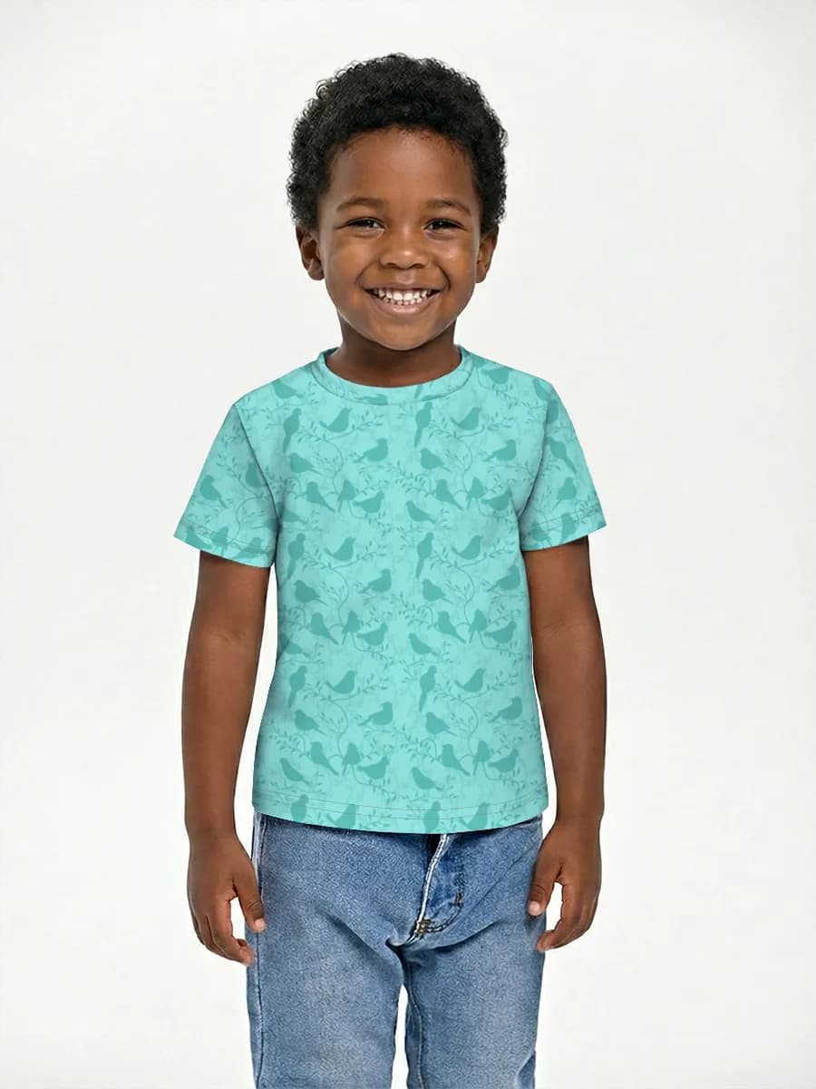Teal Bird Silhouettes — Children's cotton T-shirt (for boys. Copy)