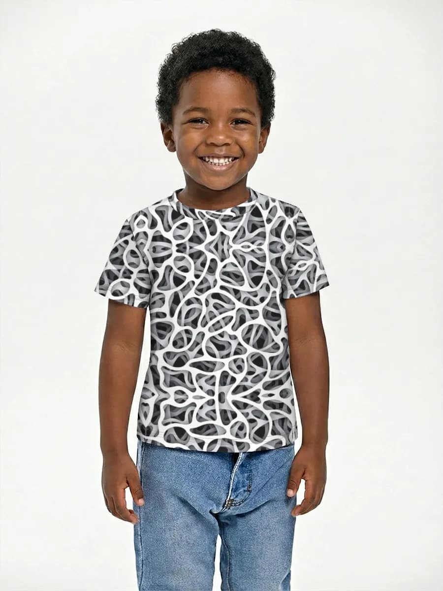 Monochrome Geometric Lattice — Children's cotton T-shirt (for boys. Copy)