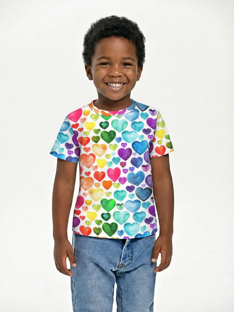 Watercolor Rainbow Hearts