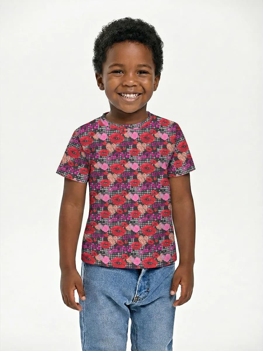 Love Lips And Roses — Children's cotton T-shirt (for boys. Copy)