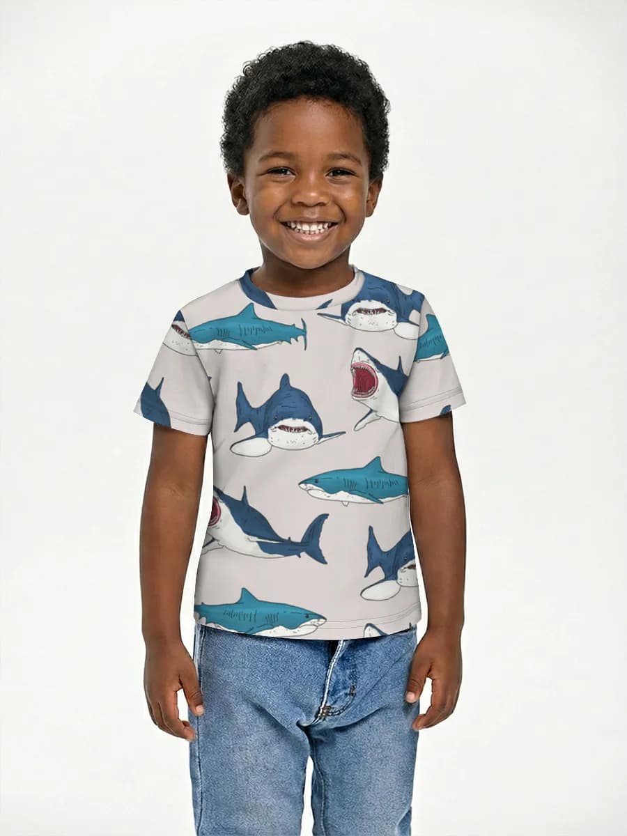Great White Shark Doodles — Children's cotton T-shirt (for boys. Copy)