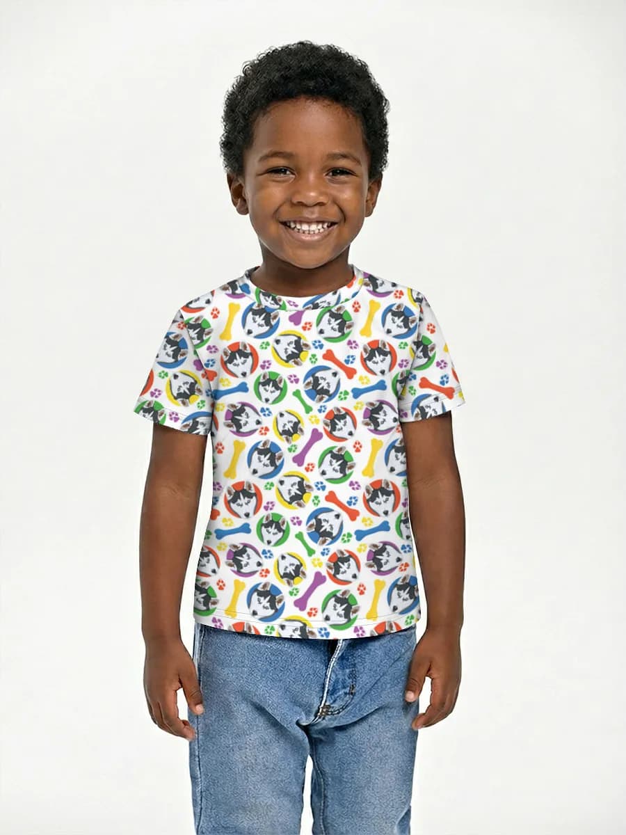 Colorful Husky Paw Prints — Children's cotton T-shirt (for boys. Copy)